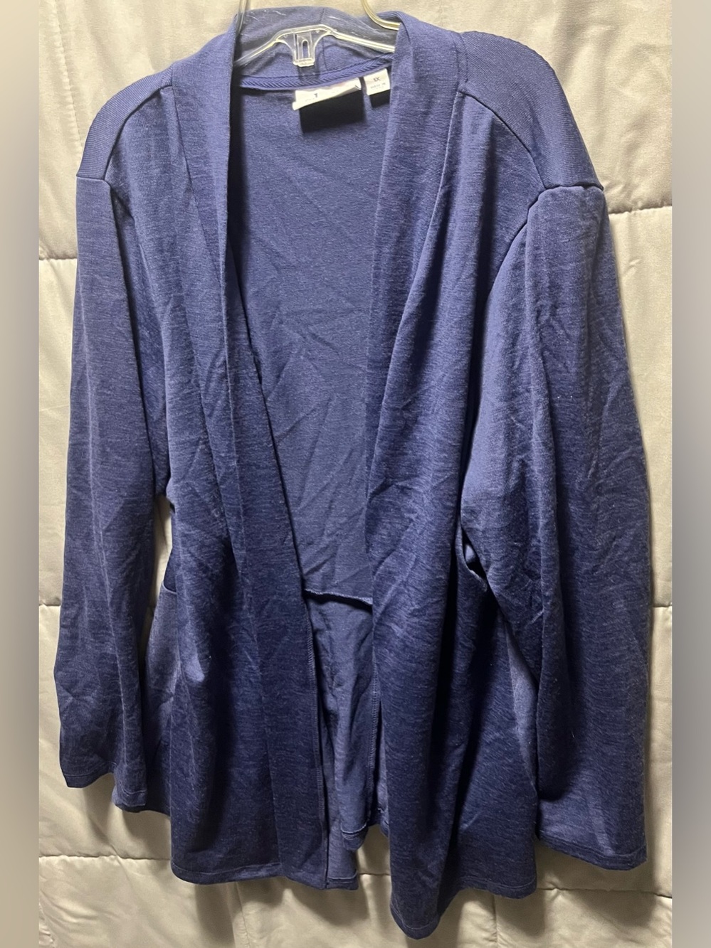 D&Co. Size 1X Open Front Knit Cardigan Navy Blue